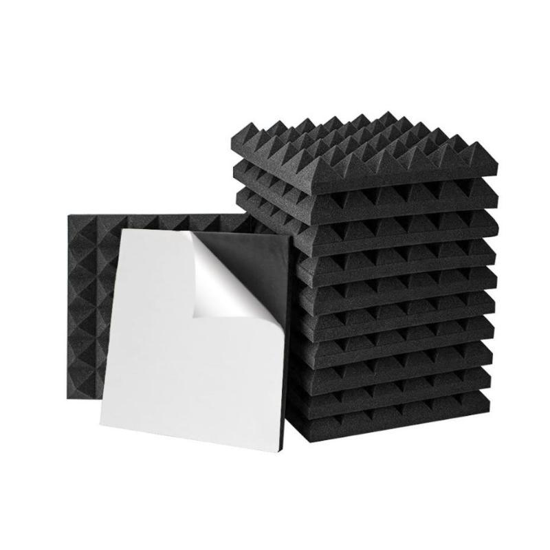 Acoustic foam sound proofing panels with adhesive